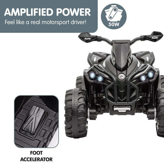 Buy Kahuna GTS99 Kids Electric Ride On Quad Bike Toy ATV 50W - Black discounted | Products On Sale Australia