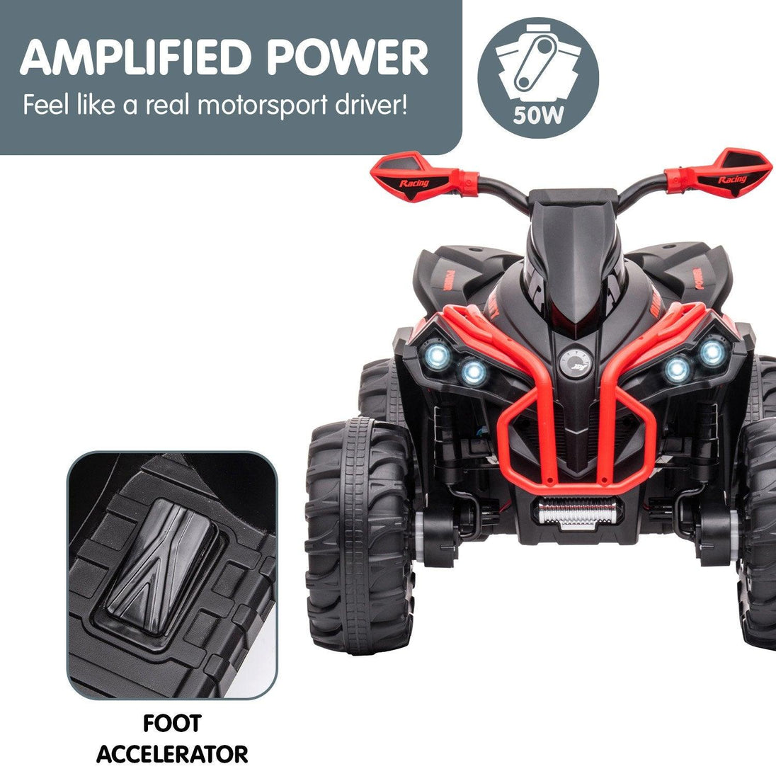 Buy Kahuna GTS99 Kids Electric Ride On Quad Bike Toy ATV 50W - Red discounted | Products On Sale Australia