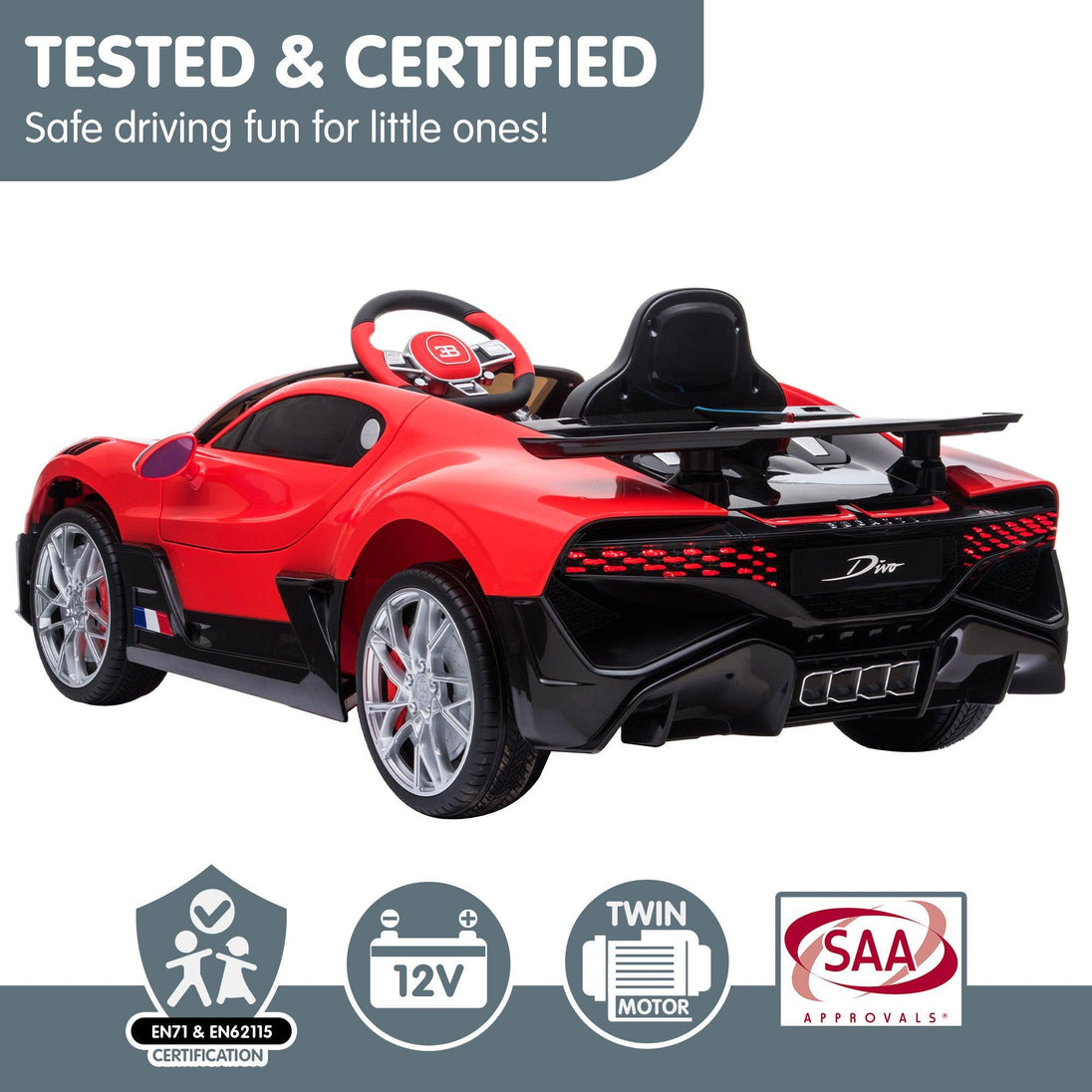 Buy Kahuna Licensed Bugatti Divo Kids Electric Ride On Car - Red discounted | Products On Sale Australia