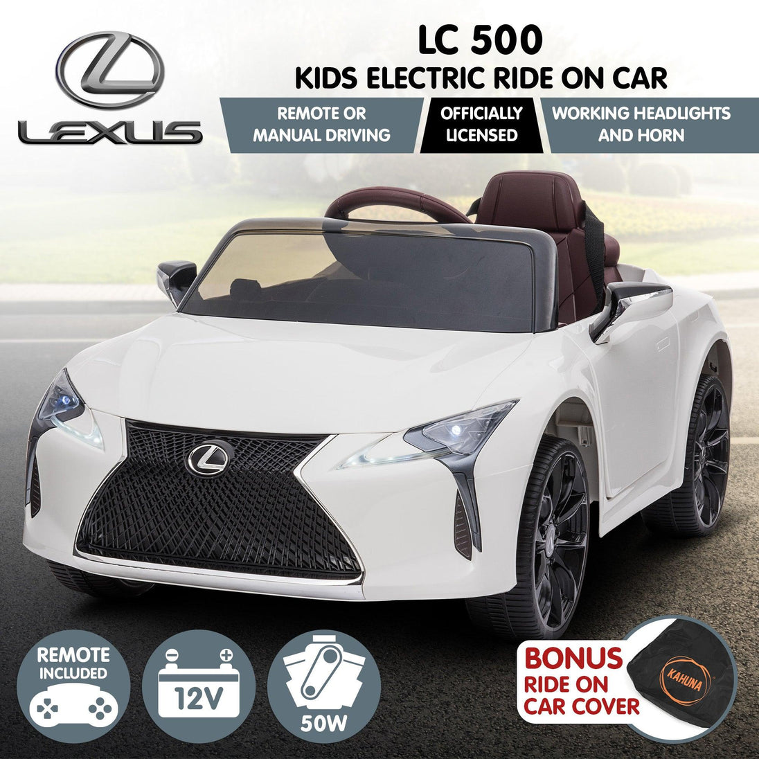 Buy Kahuna Licensed Lexus Lc 500 Kids Electric Ride On Car - White discounted | Products On Sale Australia