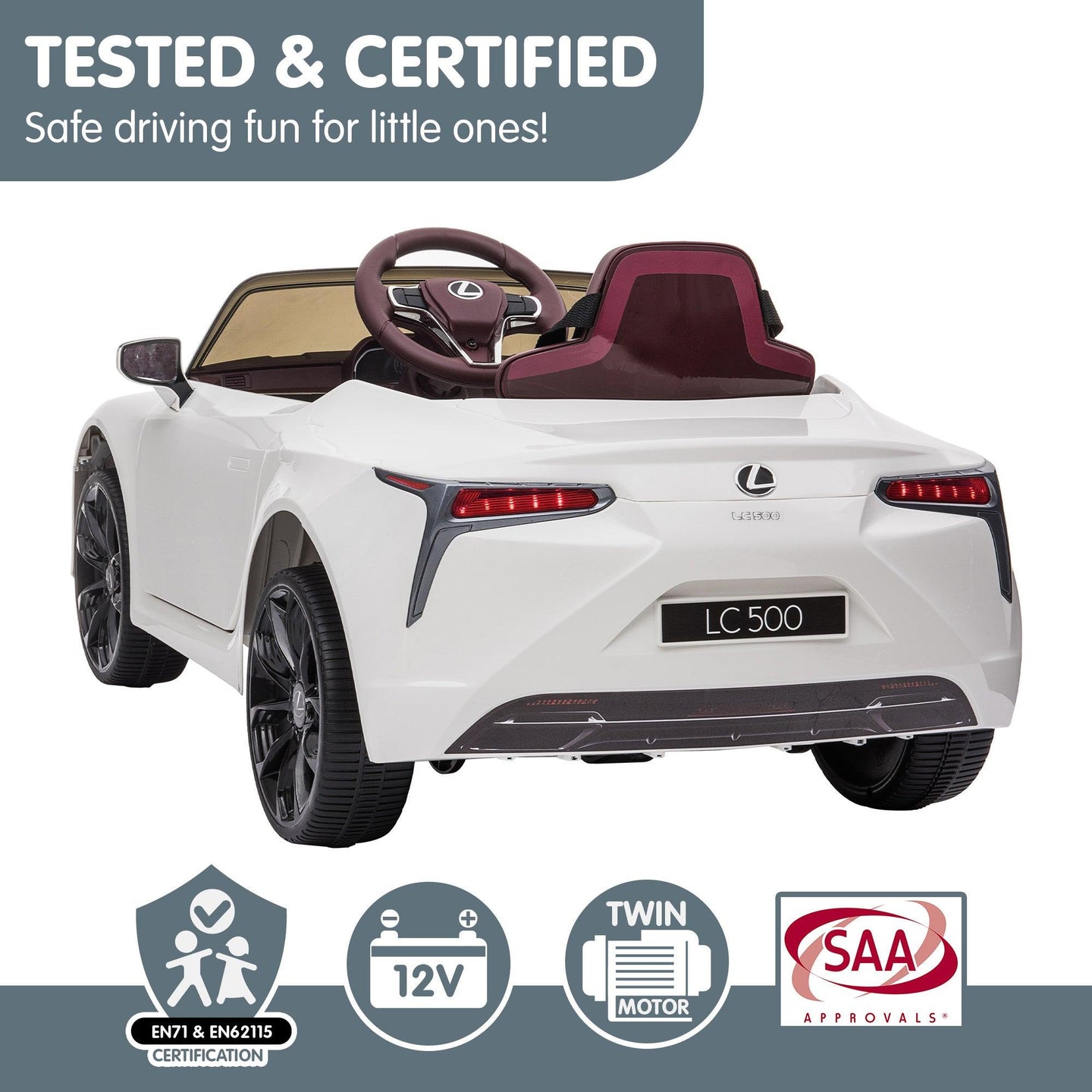 Buy Kahuna Licensed Lexus Lc 500 Kids Electric Ride On Car - White discounted | Products On Sale Australia