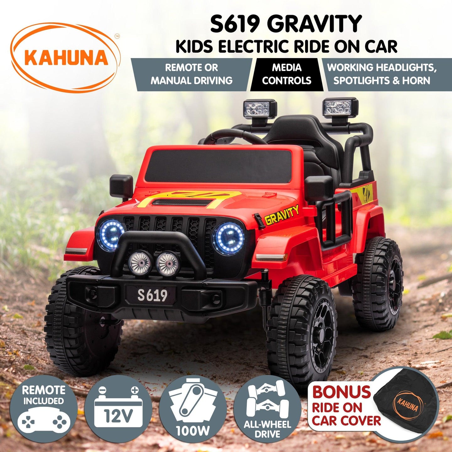 Buy Kahuna S619 Gravity Kids Electric Ride On Car - Red discounted | Products On Sale Australia