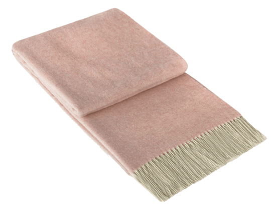 Buy Kensington Throw - 10% Cashmere/ 90% Super Fine Merino Wool - Blush discounted | Products On Sale Australia