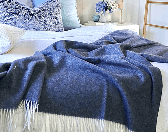 Buy Kensington Throw - 10% Cashmere/ 90% Super Fine Merino Wool - Navy discounted | Products On Sale Australia