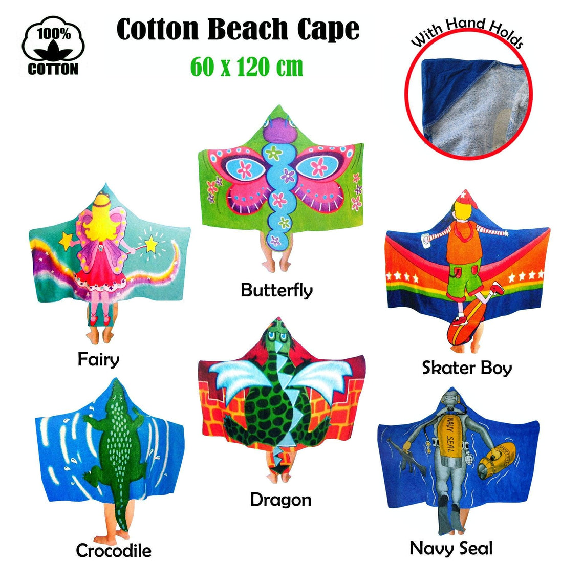 Buy Kids Cotton Velour Beach Cape Butterfly discounted | Products On Sale Australia