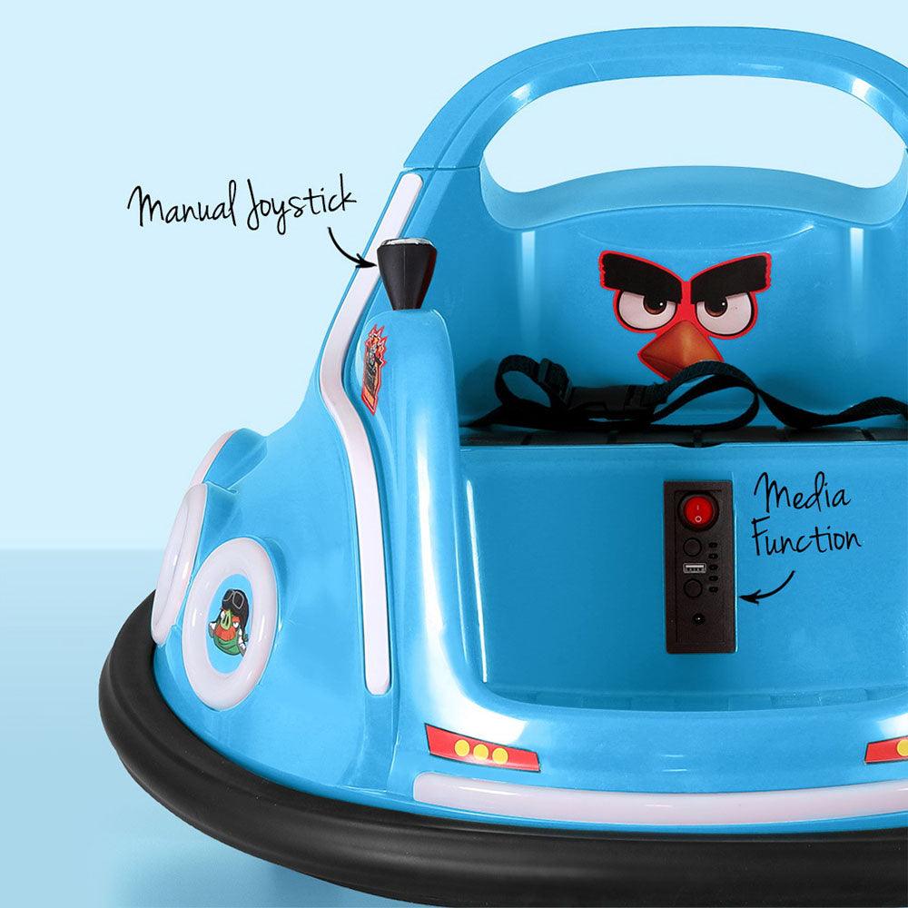 Buy Kids Ride On Car Bumper Electric Toys Cars Light Remote Angry Birds Sticker Blue discounted | Products On Sale Australia