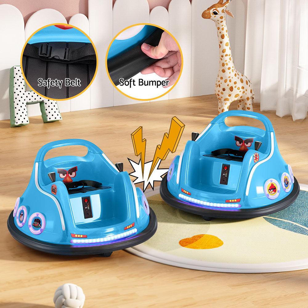 Buy Kids Ride On Car Bumper Electric Toys Cars Light Remote Angry Birds Sticker Blue discounted | Products On Sale Australia