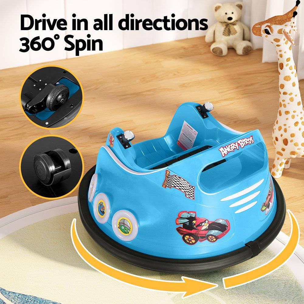 Buy Kids Ride On Car Bumper Electric Toys Cars Light Remote Angry Birds Sticker Blue discounted | Products On Sale Australia