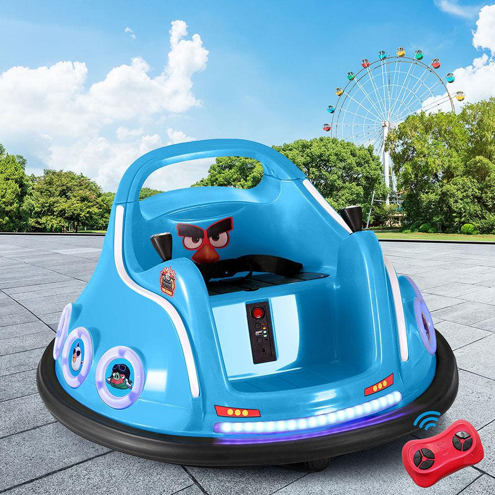 Buy Kids Ride On Car Bumper Electric Toys Cars Light Remote Angry Birds Sticker Blue discounted | Products On Sale Australia