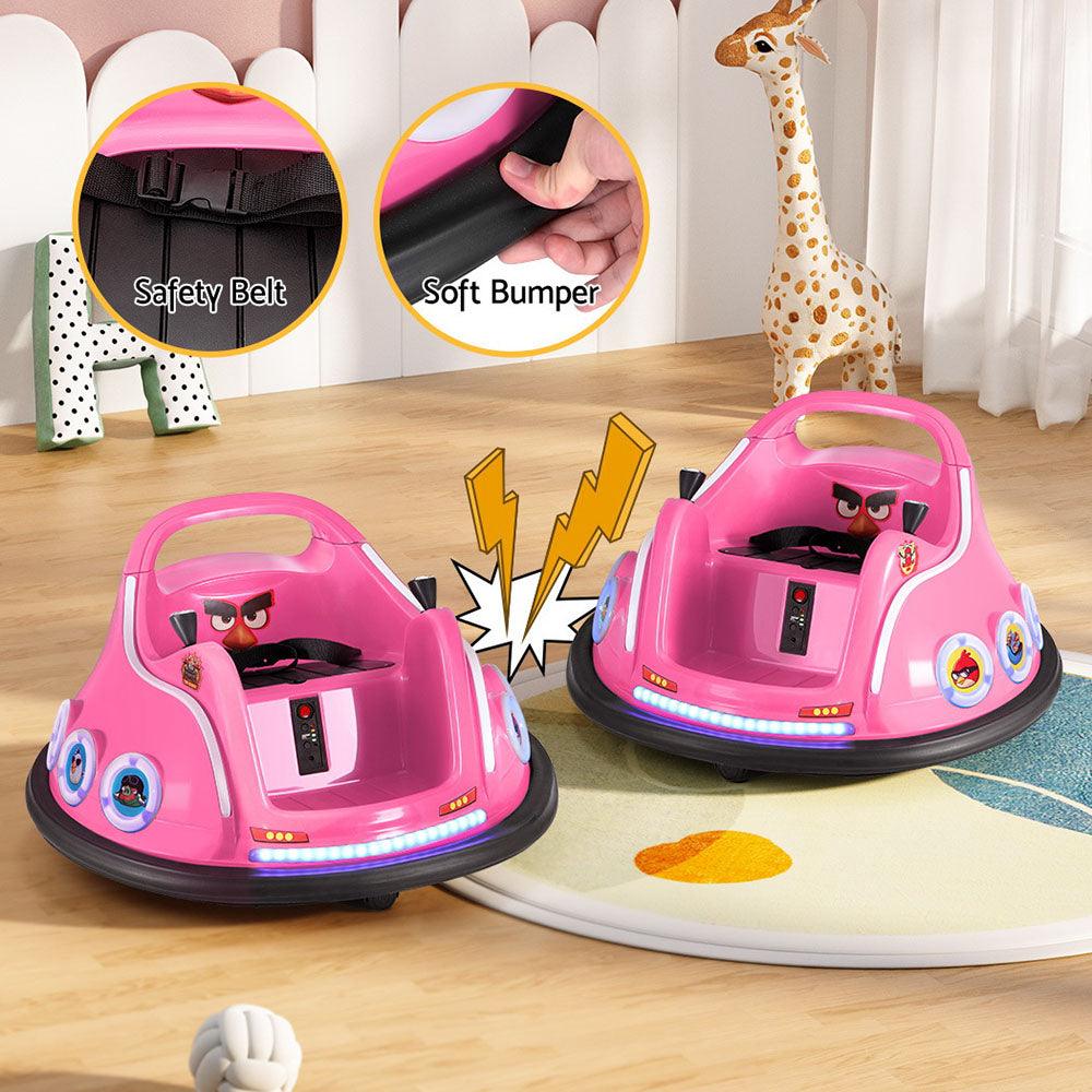 Buy Kids Ride On Car Bumper Electric Toys Cars Light Remote Angry Birds Sticker Pink discounted | Products On Sale Australia