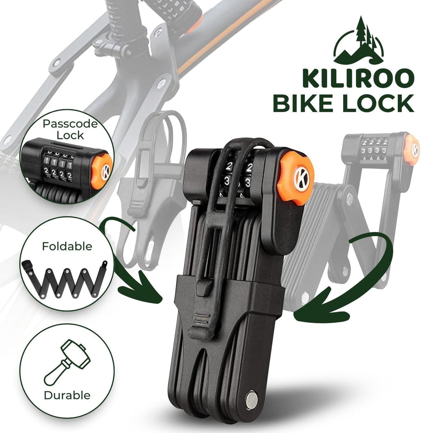 Buy KILIROO Bike Folding Lock with Password Lock Anti-Theft (Black) discounted | Products On Sale Australia