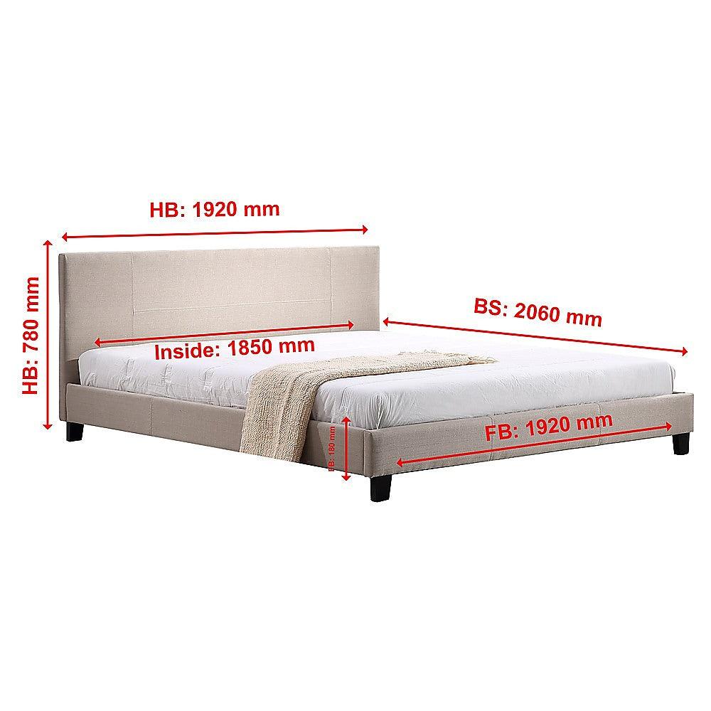 Buy King Linen Fabric Bed Frame Beige discounted | Products On Sale Australia