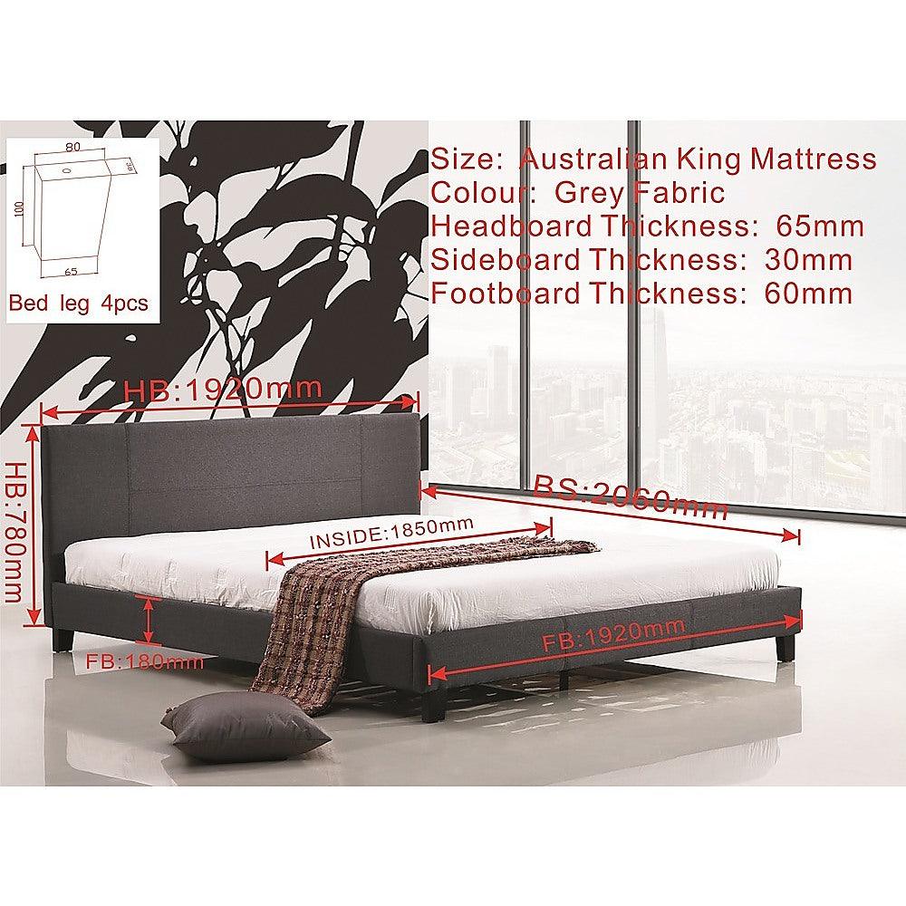 Buy King Linen Fabric Bed Frame Grey discounted | Products On Sale Australia