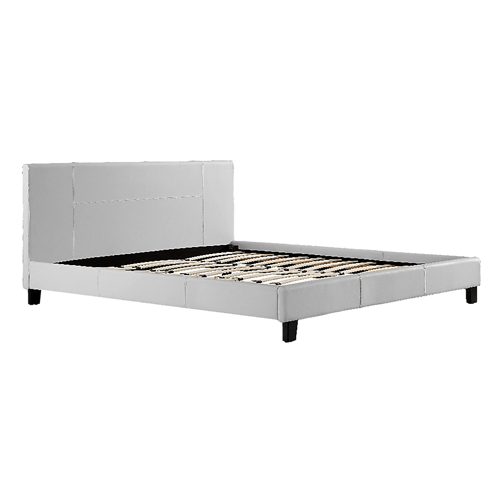 Buy King PU Leather Bed Frame White discounted | Products On Sale Australia