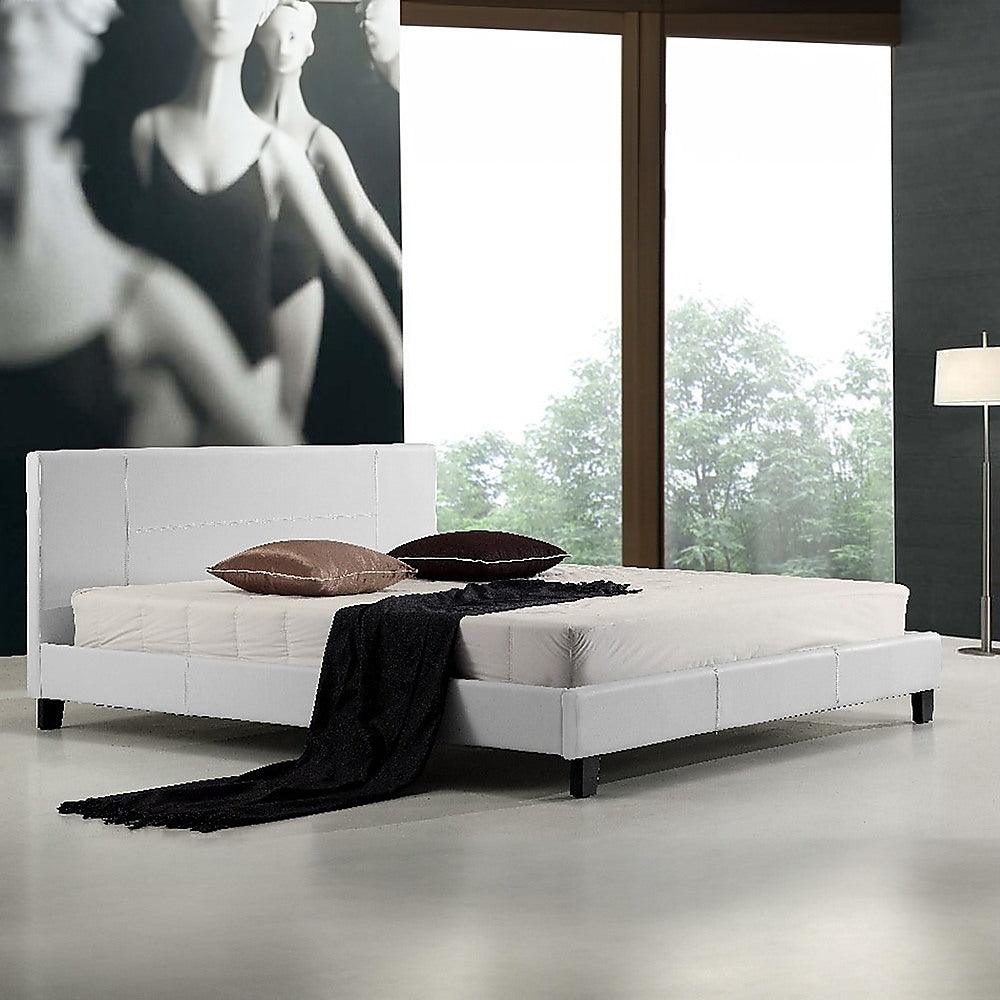 Buy King PU Leather Bed Frame White discounted | Products On Sale Australia