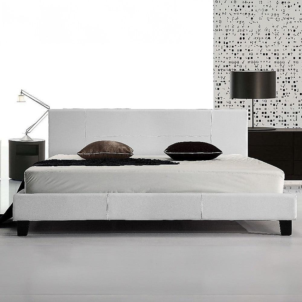 Buy King PU Leather Bed Frame White discounted | Products On Sale Australia