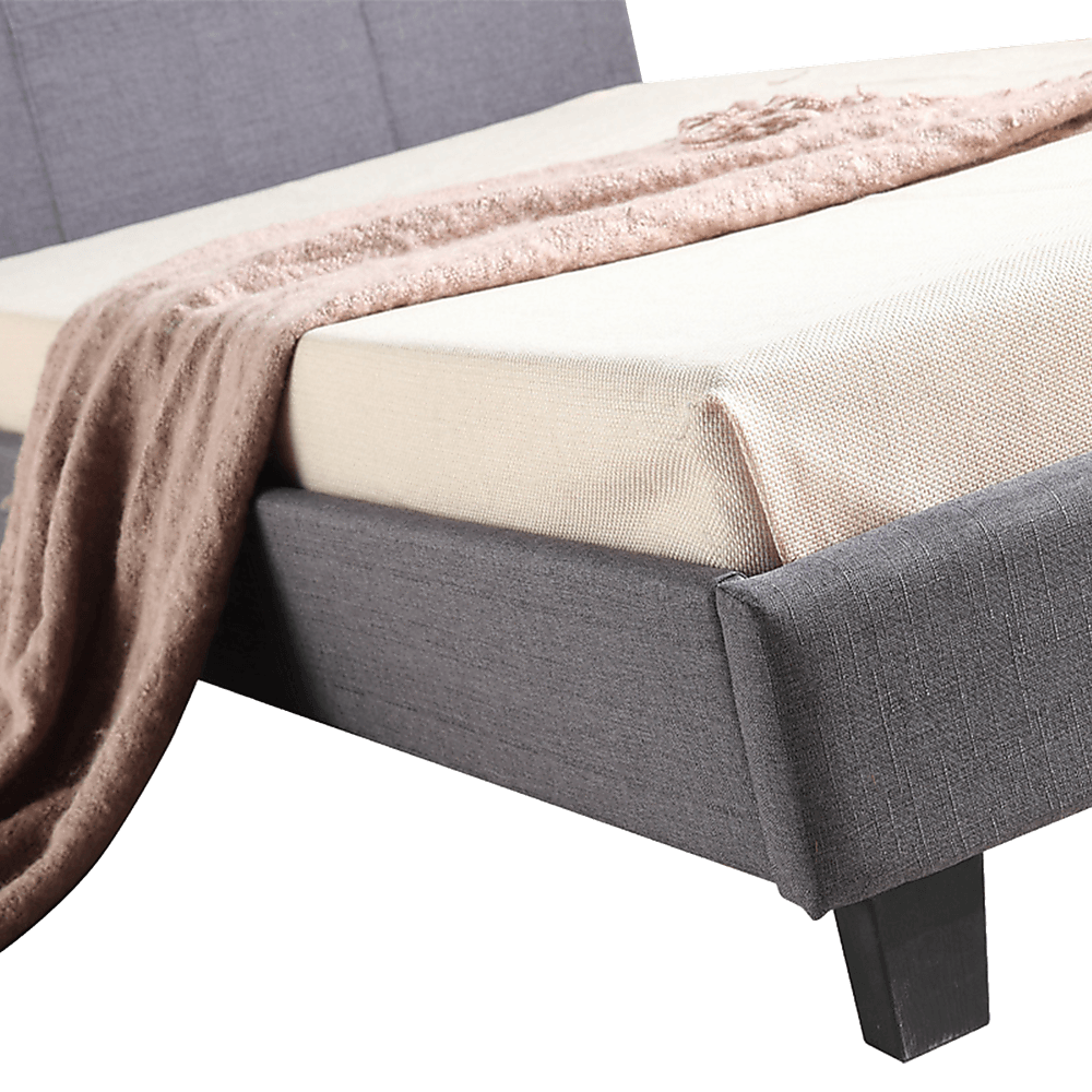 Buy King Single Linen Fabric Bed Frame Grey discounted | Products On Sale Australia