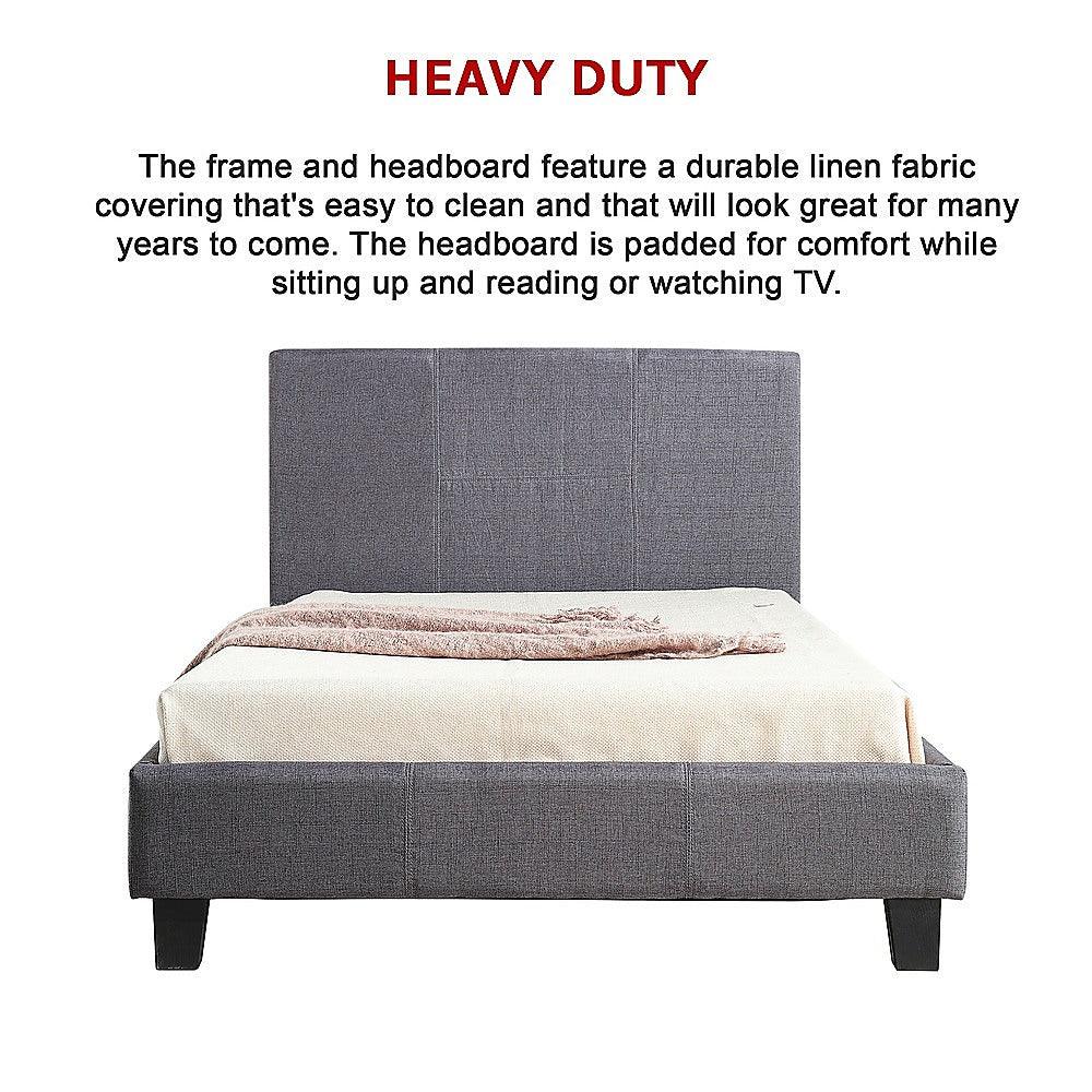 Buy King Single Linen Fabric Bed Frame Grey discounted | Products On Sale Australia