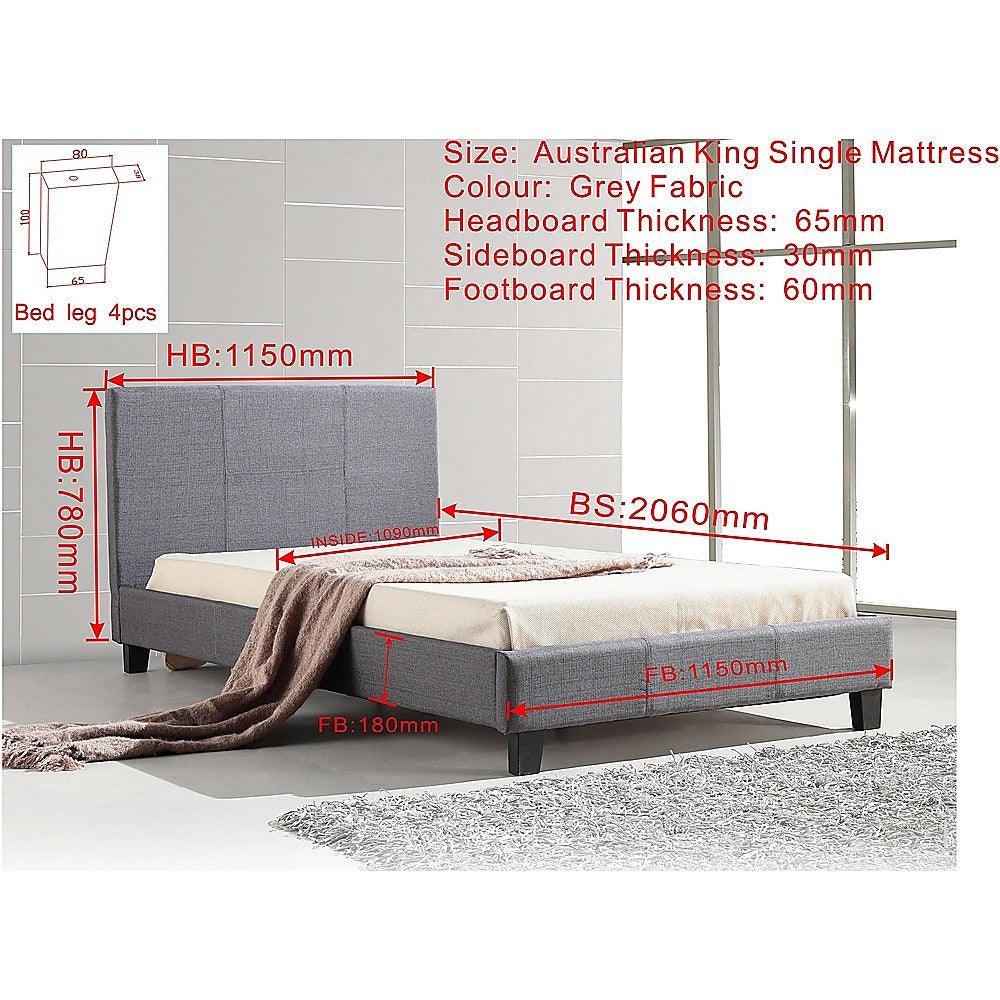 Buy King Single Linen Fabric Bed Frame Grey discounted | Products On Sale Australia