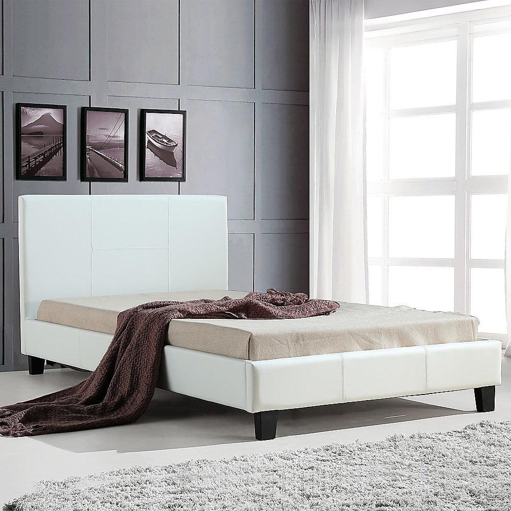 Buy King Single PU Leather Bed Frame White discounted | Products On Sale Australia