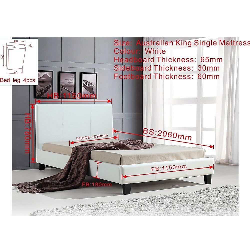 Buy King Single PU Leather Bed Frame White discounted | Products On Sale Australia