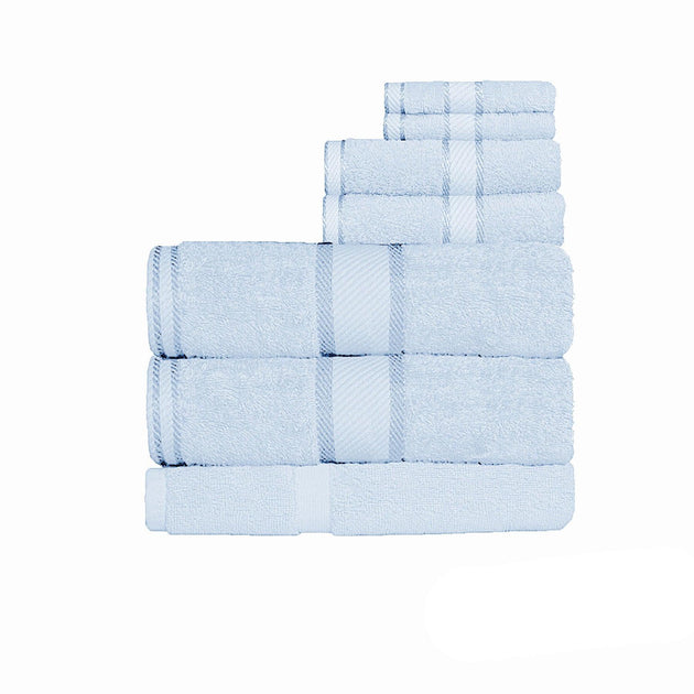 Buy Kingtex 550gsm Cotton 7 Pce Bath Sheet Set Baby Blue discounted | Products On Sale Australia