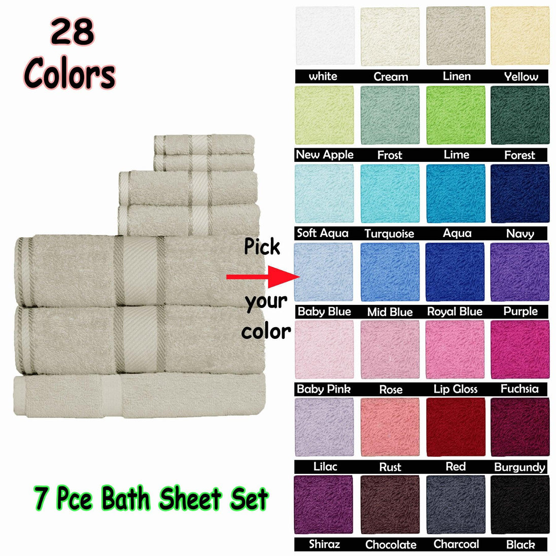 Buy Kingtex 550gsm Cotton 7 Pce Bath Sheet Set Baby Pink discounted | Products On Sale Australia