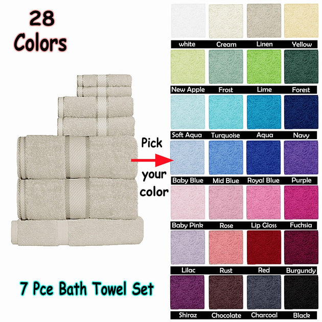 Buy Kingtex 550gsm Cotton 7 Pce Towel Set Baby Blue discounted | Products On Sale Australia