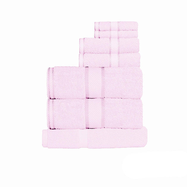 Buy Kingtex 550gsm Cotton 7 Pce Towel Set Baby Pink discounted | Products On Sale Australia