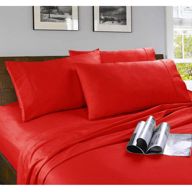 Buy Kingtex Microfibre Sheet Set Red King discounted | Products On Sale Australia