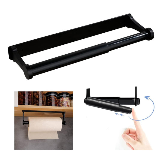 Buy Kitchen Paper Holder Under Cabinet Screw Wall Mount Adhesive Paper Towel Holder Rectangle Black discounted | Products On Sale Australia