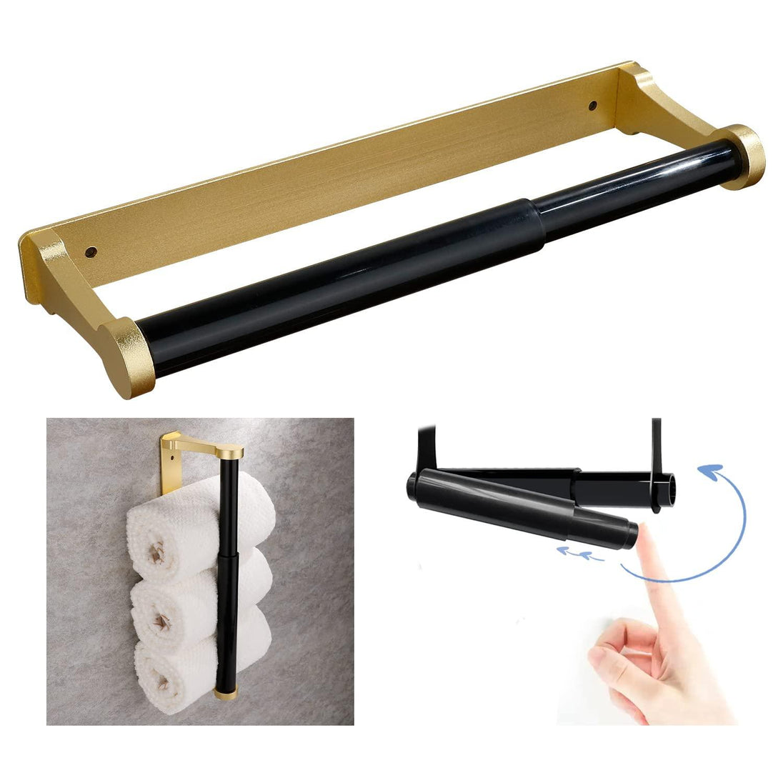 Buy Kitchen Paper Holder Under Cabinet Screw Wall Mount Adhesive Paper Towel Holder Rectangle Gold discounted | Products On Sale Australia