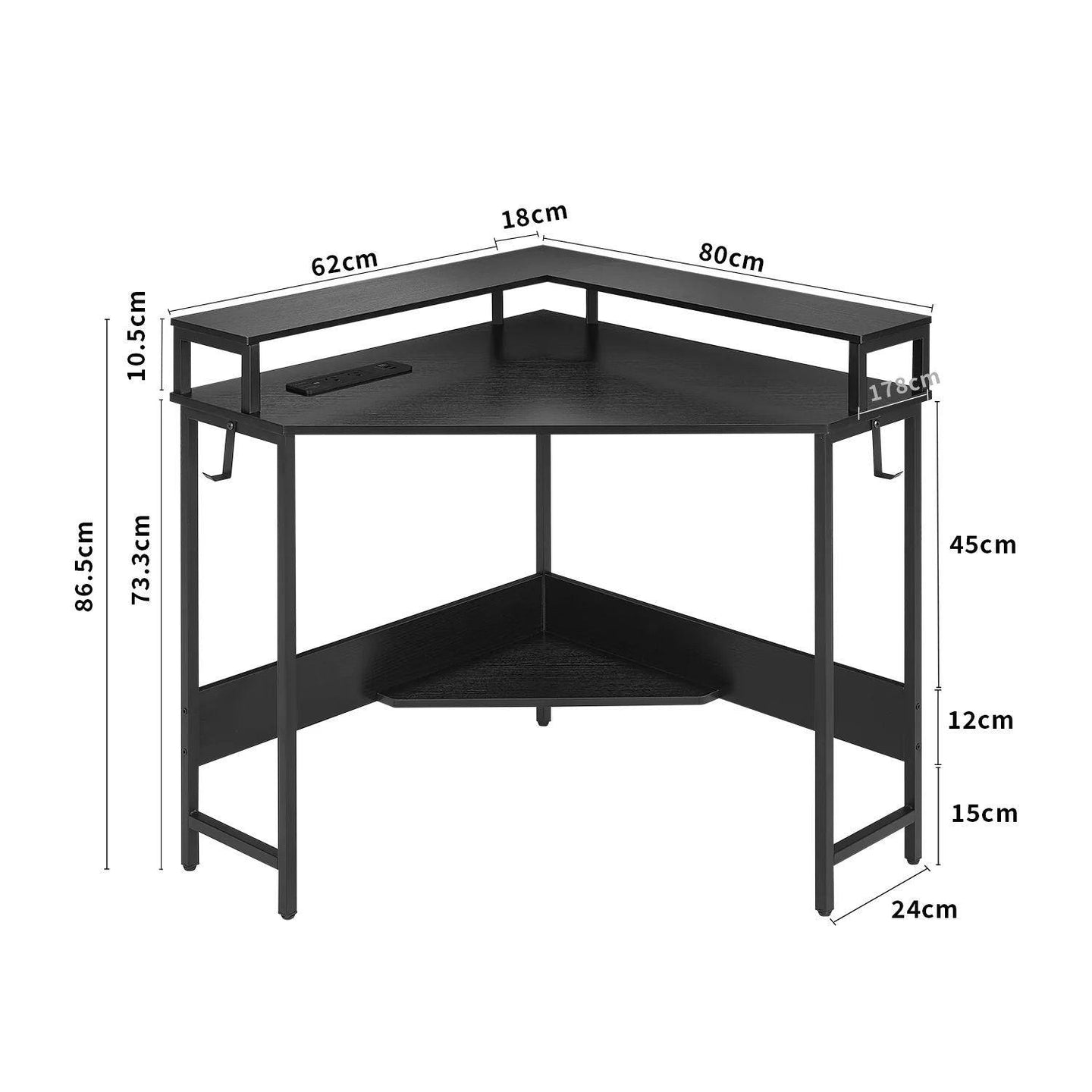 Buy L-Shaped Desk with Built-In Charging Station, Black discounted | Products On Sale Australia