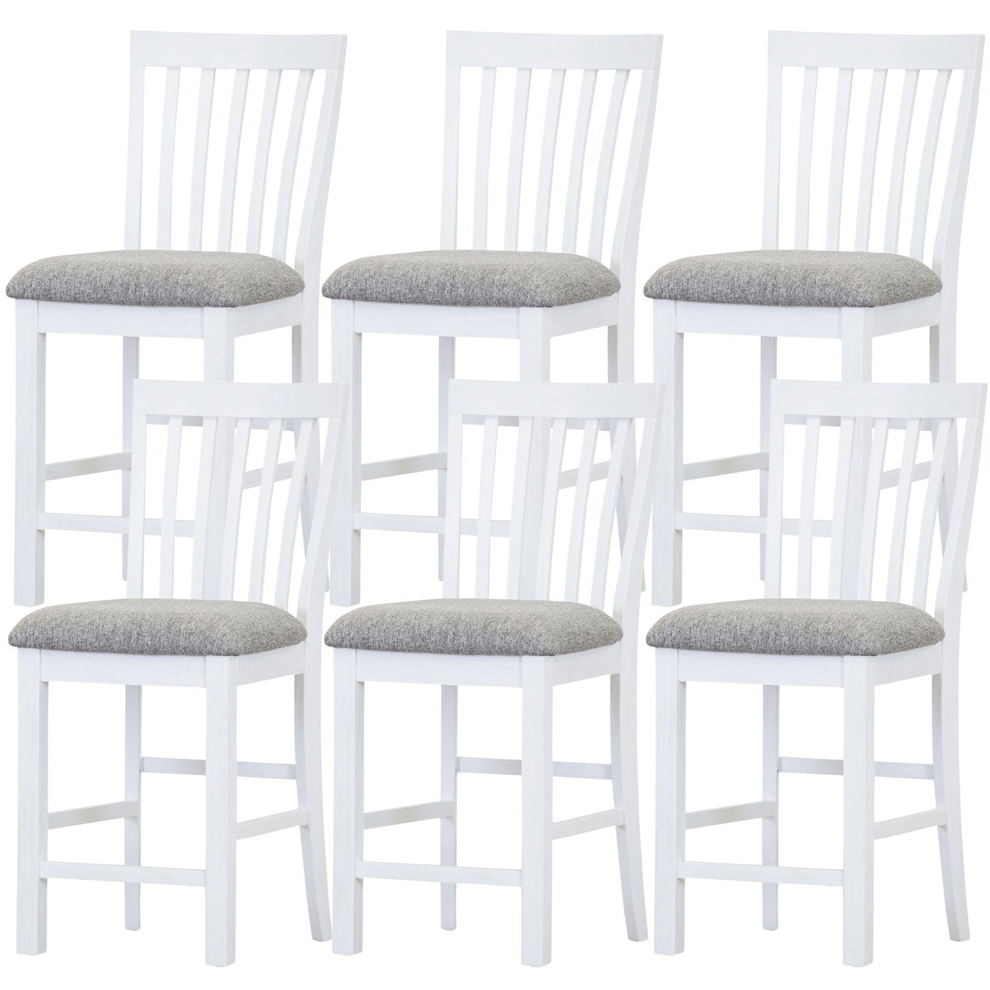 Buy Laelia Tall Bar Chair Stool Set of 6 Solid Acacia Wood Coastal Furniture - White discounted | Products On Sale Australia