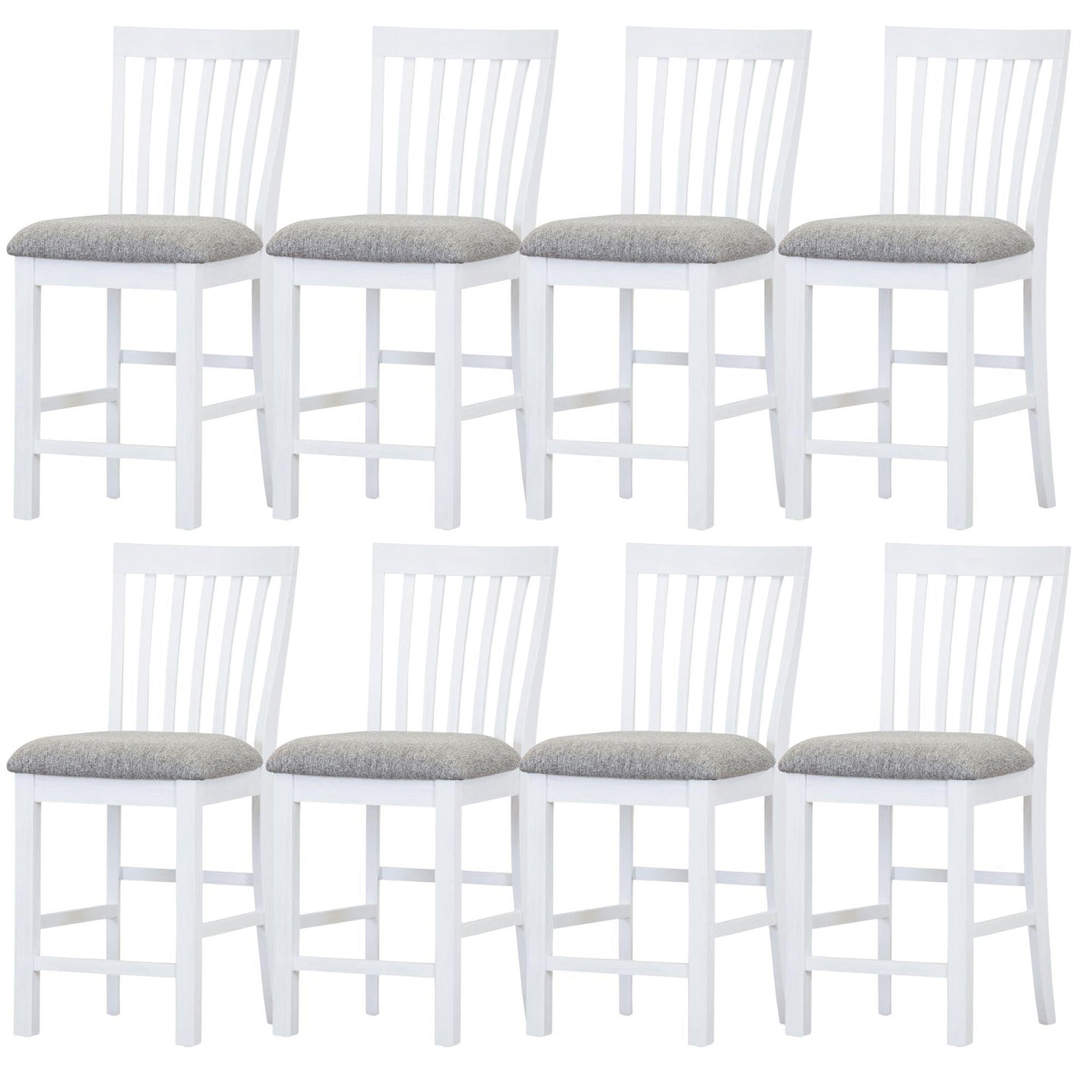 Buy Laelia Tall Bar Chair Stool Set of 8 Solid Acacia Wood Coastal Furniture - White discounted | Products On Sale Australia