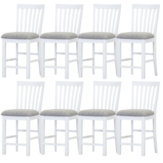 Buy Laelia Tall Bar Chair Stool Set of 8 Solid Acacia Wood Coastal Furniture - White discounted | Products On Sale Australia