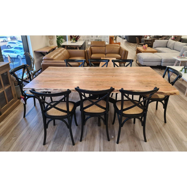 Buy Lantana Dining Table 180cm Live Edge Solid Acacia Timber Wood Metal Leg -Natural discounted | Products On Sale Australia