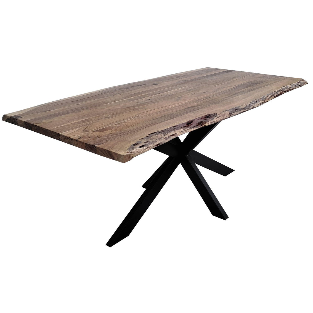 Buy Lantana Dining Table 180cm Live Edge Solid Acacia Timber Wood Metal Leg -Natural discounted | Products On Sale Australia