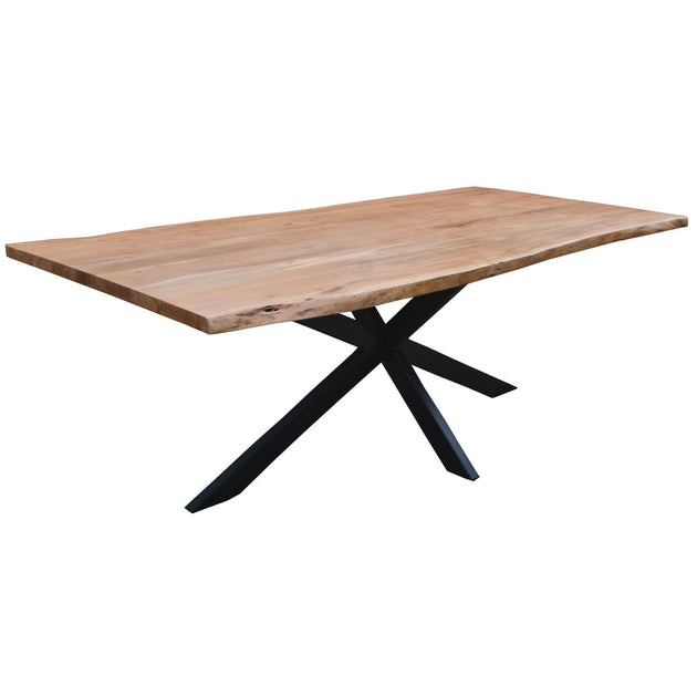 Buy Lantana Dining Table 210cm Live Edge Solid Acacia Timber Wood Metal Leg -Natural discounted | Products On Sale Australia