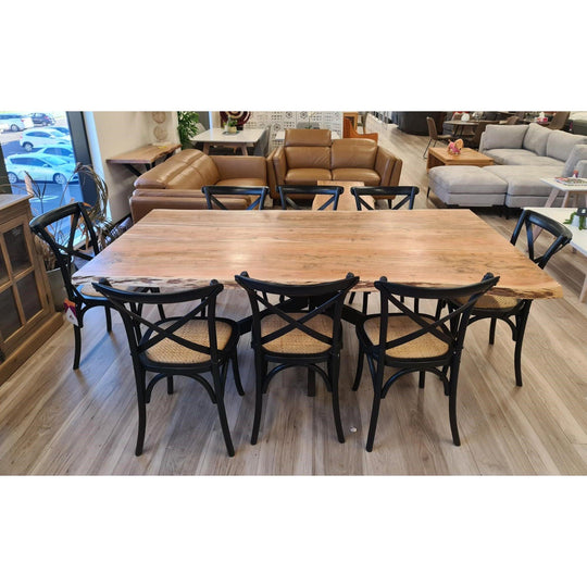 Buy Lantana Dining Table 210cm Live Edge Solid Acacia Timber Wood Metal Leg -Natural discounted | Products On Sale Australia