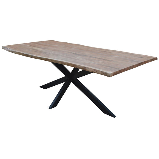 Buy Lantana Dining Table 210cm Live Edge Solid Acacia Timber Wood Metal Leg -Natural discounted | Products On Sale Australia