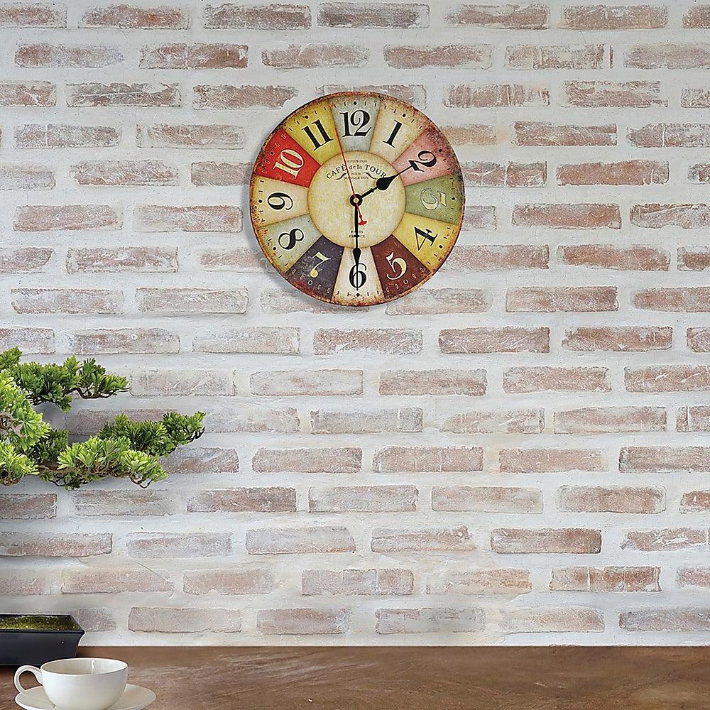 Buy Large Colourful Wall Clock Kitchen Office Retro Timepiece discounted | Products On Sale Australia