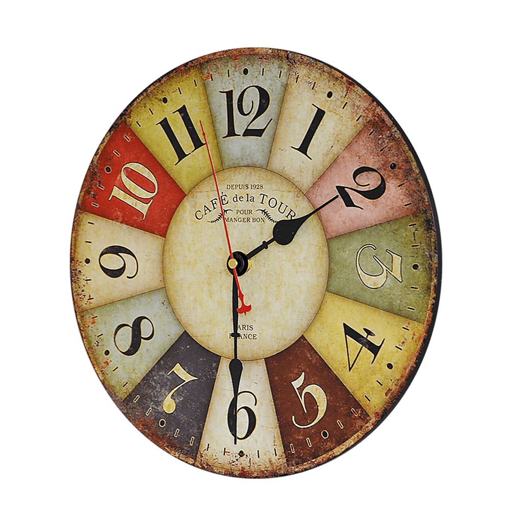 Buy Large Colourful Wall Clock Kitchen Office Retro Timepiece discounted | Products On Sale Australia