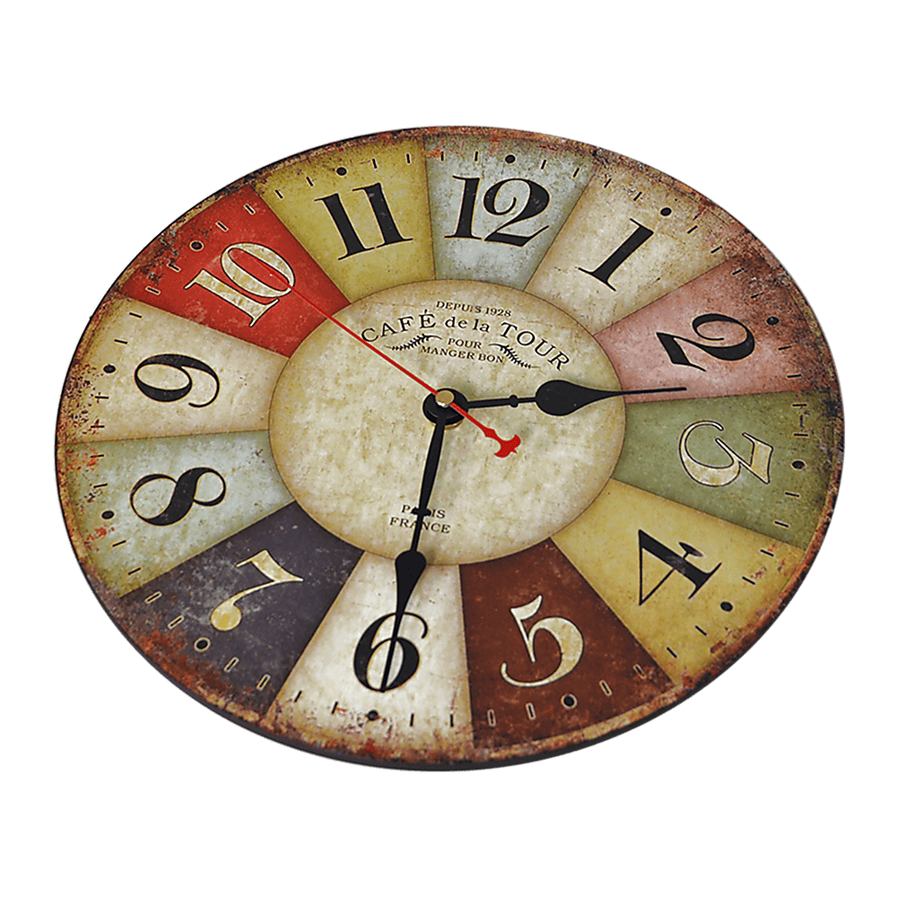 Buy Large Colourful Wall Clock Kitchen Office Retro Timepiece discounted | Products On Sale Australia