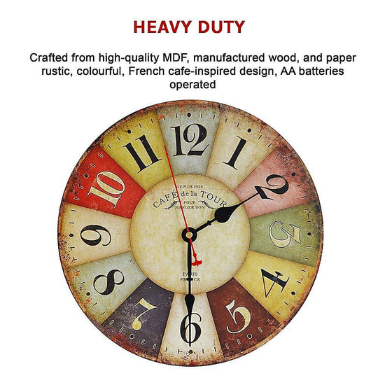 Buy Large Colourful Wall Clock Kitchen Office Retro Timepiece discounted | Products On Sale Australia