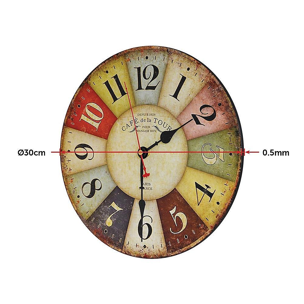 Buy Large Colourful Wall Clock Kitchen Office Retro Timepiece discounted | Products On Sale Australia