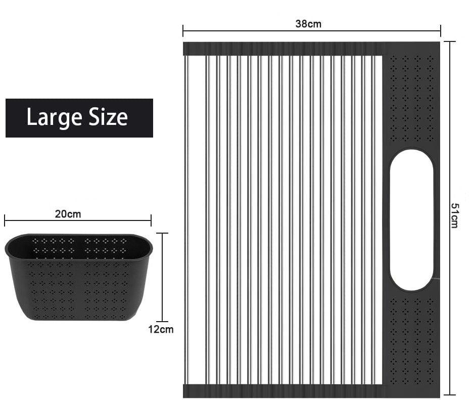 Buy Large Stainless Steel Roll Up Dish Drying Rack with Utensil Holder for Home Kitchen discounted | Products On Sale Australia