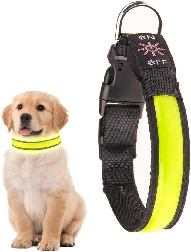 Buy LED Dog Cat Collar USB Rechargeable Nylon Glow Flashing Light Up Safety Puppy discounted | Products On Sale Australia