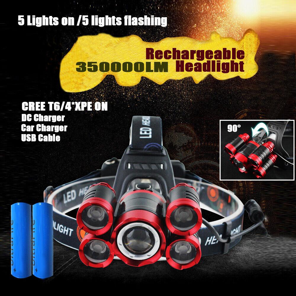 Buy LED Headlamp Rechargeable 350000LM Headlight T6 Head Torch Lamp Fishing Camping discounted | Products On Sale Australia