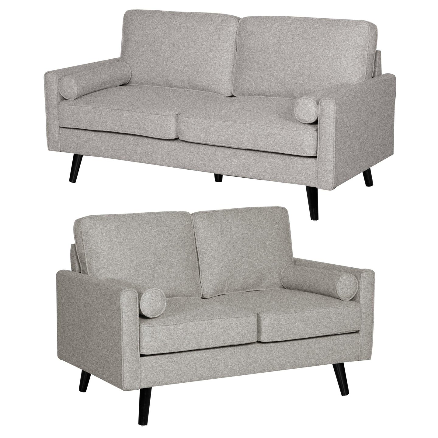 Buy Lexi 2 + 2.5 Seater Sofa Set Fabric Uplholstered Lounge Couch - Light Grey discounted | Products On Sale Australia